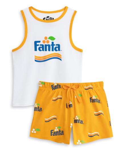Orange Coca Cola Fanta Vest And Shorts Pyjama Set