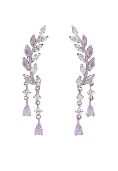 Purple Diva Tilted Leaf Earrings