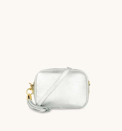 Metallic The Tassel Silver Leather Crossbody Bag