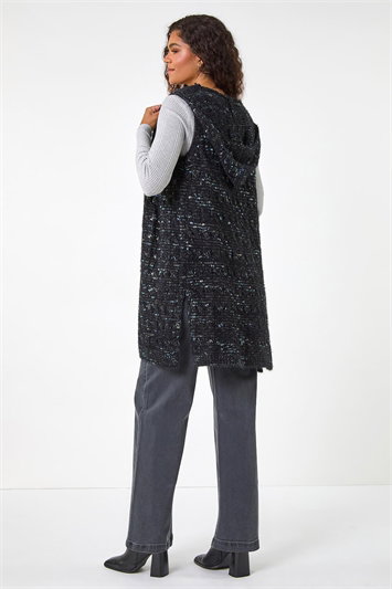 Textured Fluffy Knit Hooded Gilet 16125008