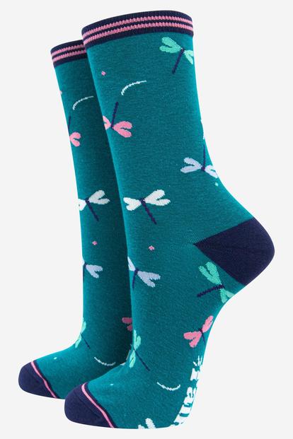 Blue Dragonfly Bamboo Ankle Socks