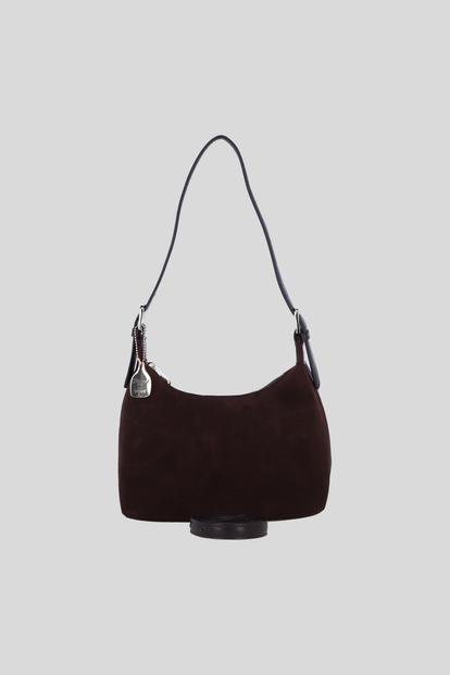 Brown Real Leather And Suede Shoulder Bag With Detachable Crossbody Strap