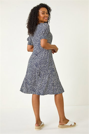 Petite Floral Print Shirred Stretch Dress 14657560