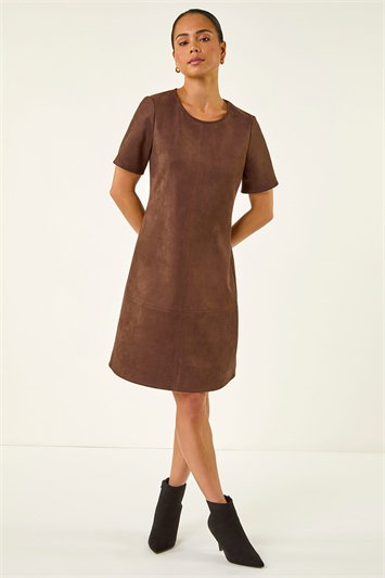 Petite Faux Suede Stretch Shift Dress 14733119