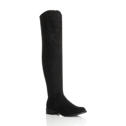 Black Stretchy Sock Over The Knee Boots