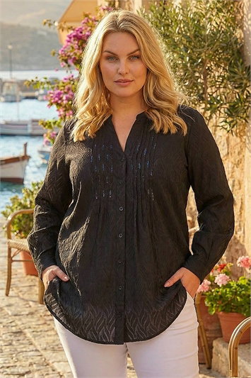 Curve Sequin Jacquard Blouse 10204808