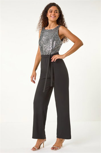 Contrast Sequin Bodice Jumpsuit 14621385