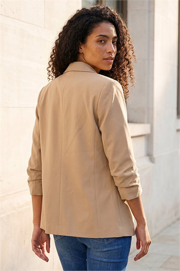 Ruched 3/4 Sleeve  Stretch Blazer 15017259