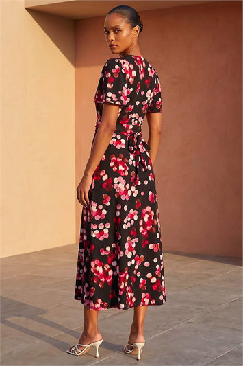 Spot Print Wrap Midi Dress 14791878