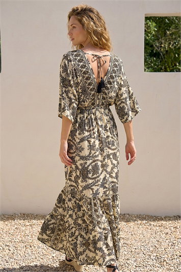 Floral Border Boho Maxi Dress 14901538