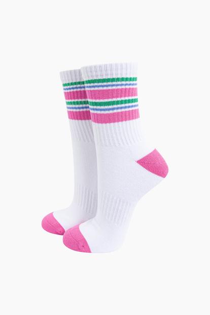 Multi Pink Striped Cotton Sports Socks