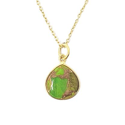 Metallic 18Ct Gold Vermeil Plated Peridot August Birthstone Crystal Necklace