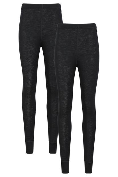 Black Merino Wool Base Layer Bottoms (Pack Of 2)