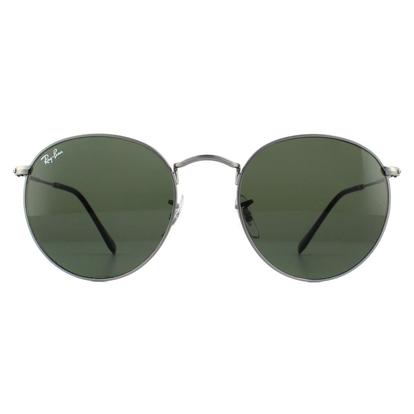 Grey Round Gunmetal Green Sunglasses