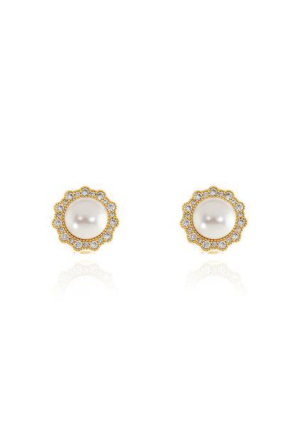 Metallic Cachet London Florantine Pearl Gold Clip On Earrings