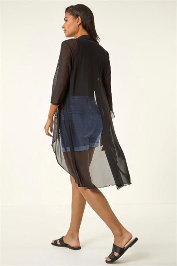 3/4 Sleeve Mesh Longline Kimono 19013008