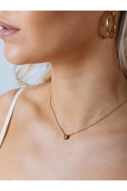 Metallic Mini Heart Necklace In Gold - Gift Boxed