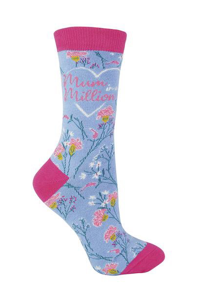 Blue 1 Pack Novelty Mum In A Million Bamboo Socks