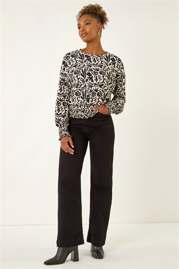 Abstract Print Stretch Top 19425608