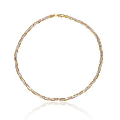 Multi Gold Rose Gold And Silver Spiral Sterling Silver Flat Necklace