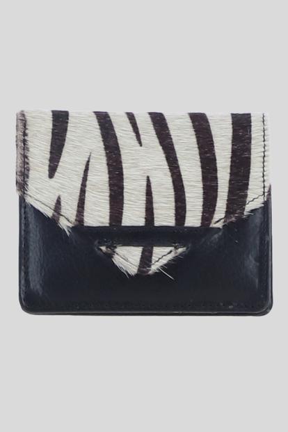 Black Hair-On Hide Accent Rfid Protected Real Leather Purse