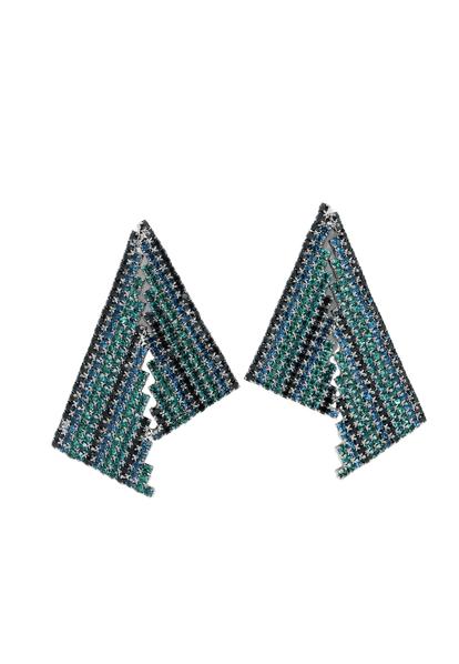 Blue Asymmetrical Triangle Blue Crystal Earrings