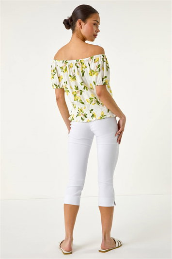 Petite Lemon Print Bardot Blouson Top 20208338