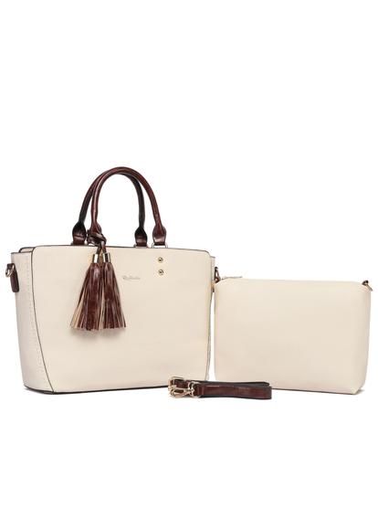 Cream Twin Handle Shoulder Bag