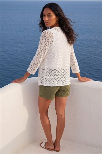 Wave Stitch Detail Knit Cardigan 16339094