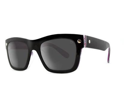 Black Ruby Rocks Francine Wayfarer Style Sunglasses Black With Pink Side Frame