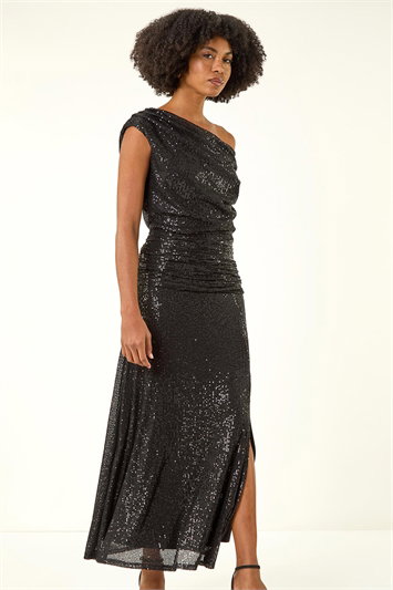 Sequin Cowl Neck Maxi Stretch Dress 14272208
