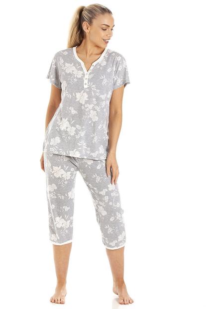 Blue Lightweight Floral Capri Pyjama Set