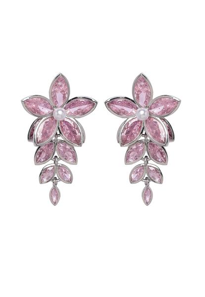 Pink Pearlescent Floral Cascading Earrings