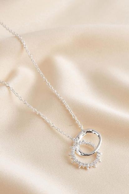 Metallic Sterling Silver Sun & Moon Necklace