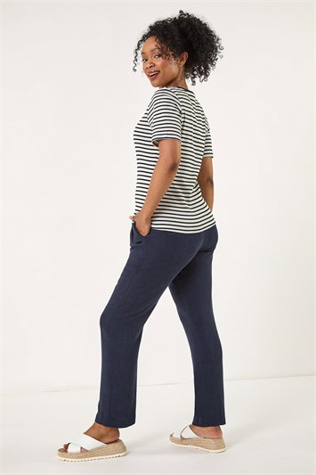 Petite Stripe Short Sleeve Stretch Top 19407260