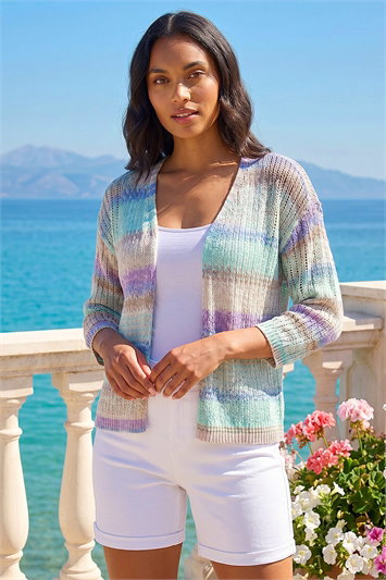 Blue Ombre Longline Knit Cardigan
