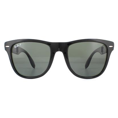 Black Rectangle Black Green Polarized Folding Wayfarer 4105 Sunglasses