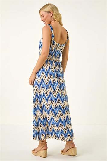 Petite Abstract Shirred Waist Midi Dress 14797409