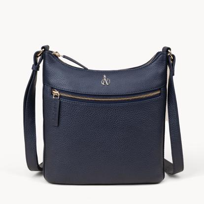 Pink 'Sally' Pebble Grain Real Leather Crossbody Bag