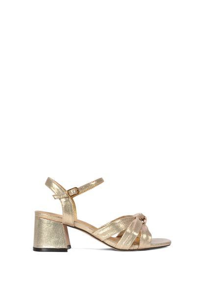 Black 'Candice' Strappy Block Heel Sandals With Knot Detail