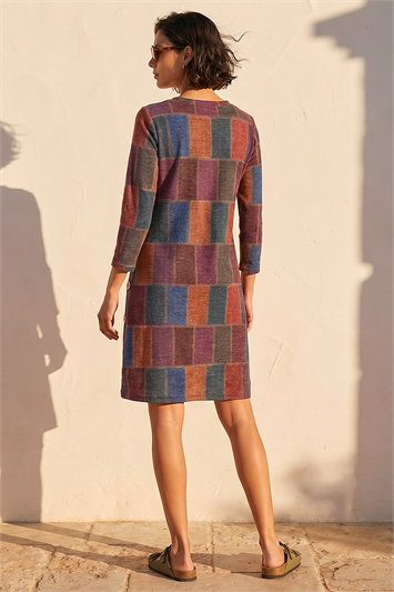 Patchwork Button Swing Dress 14724978