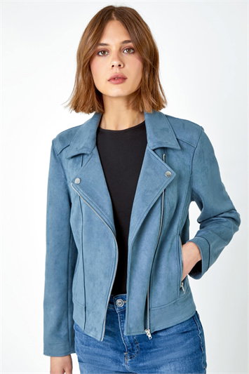 Faux Suede Biker Jacket 15016287