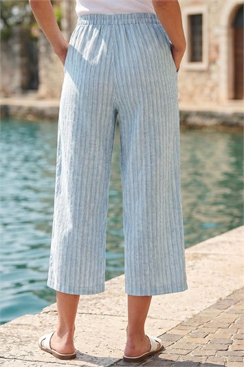 Petite Stripe Cropped Wide Leg Trouser 18107109