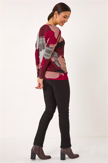 Abstract Print Banded Hem Top 19375552
