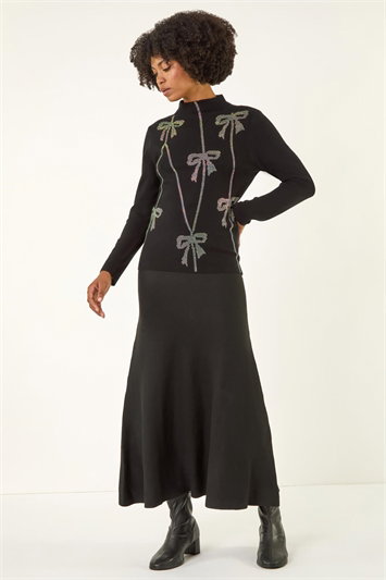 Diamante Bow High Neck Knit Jumper 16218208