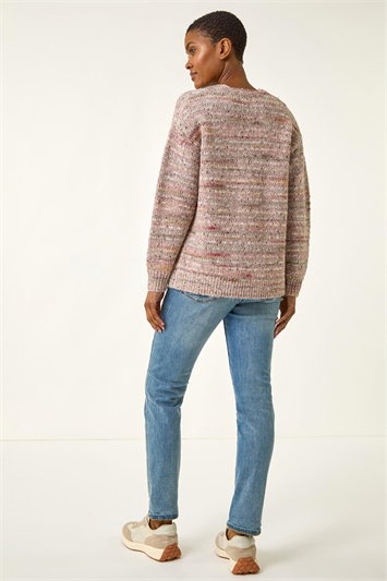 Sparkly V-Neck Knitted Jumper 16219346