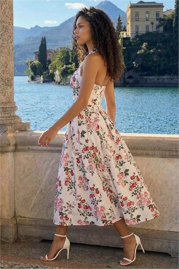 Petite Floral Stretch Midi Dress 14730338