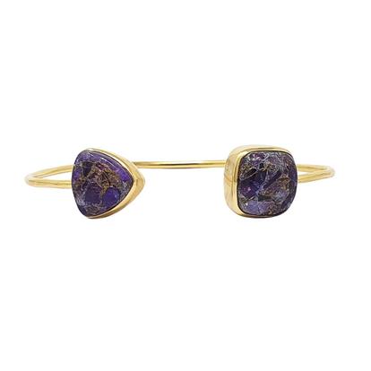 Metallic Statement Gold Vermeil Amethyst February Birthstone Bangle Bracelet