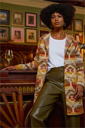Cream Jacquard Knit Cardigan