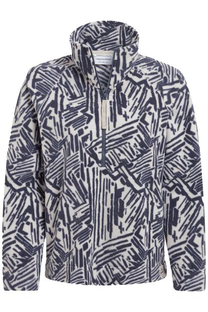 Grey Annjela Graphic Print Half Zip Fleece Top